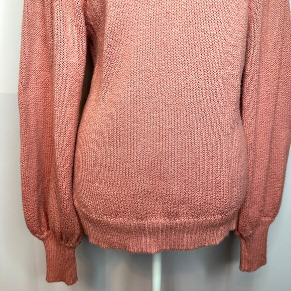 525 REVOLVE Pink Cotton Knit Balloon Sleeve Crew Sweater Women's Medium - Picture 3 of 7